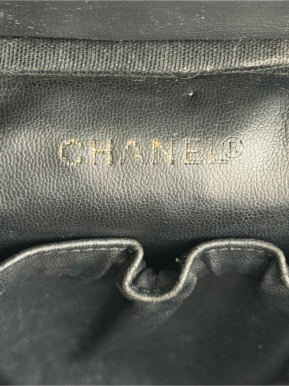 CHANEL Black Caviar Leather Vanity Case with Gold Hardware